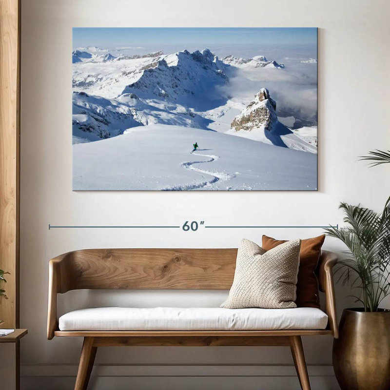 Sirci, skieur dans la poudreuse, H 34 po x l 51 po