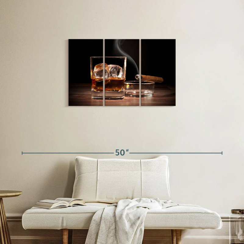 Yarlin whisky froid et cigare allumé, H 20 po x l 33 po