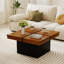 Table basse flottante Modern Modern - 31,5 x 31,5 x 16,5 pouces - Placage de bois massif - 1 pièce - Table basse - Noyer et noir