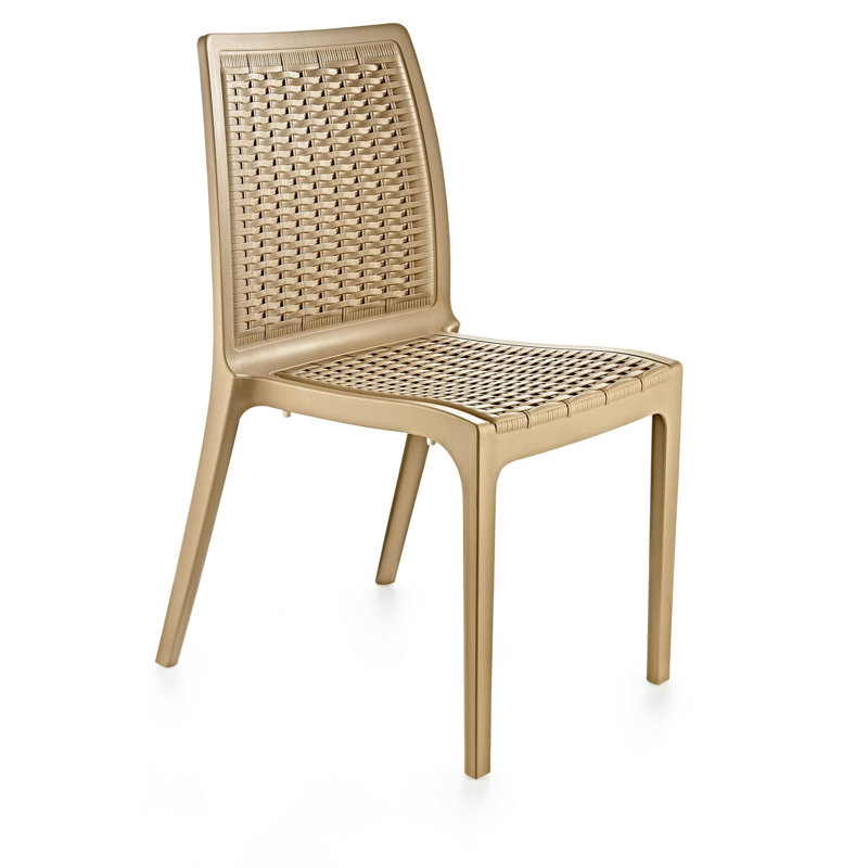 Modern Desert Beige Chair, 22.4 x 33.5 x 18.1 inches | 100% Polypropylene, Geometric Design | Stylish Solid Color for Living Room, Office, or Dining Area | Durable and Comfortable Seating Solution