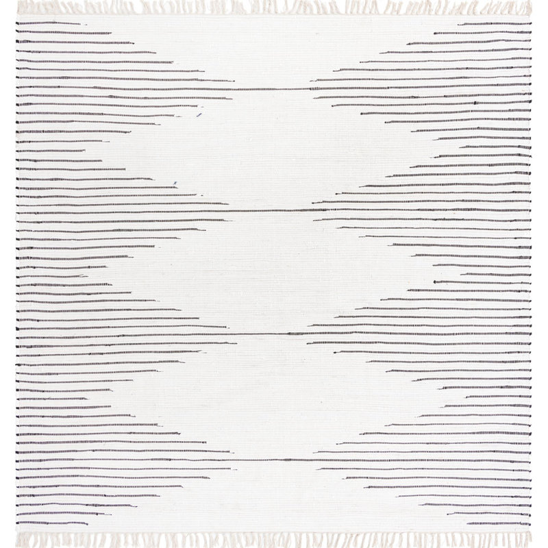 Tapis uni / rayé couleur crème Bracen, Carré 10 pi