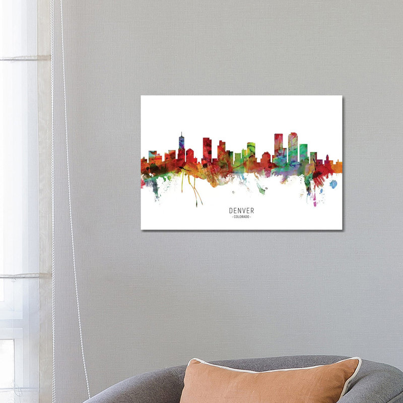 Denver Colorado Skyline by Michael Tompsett - 1 Piece Wrapped Canvas Painting, 66.04 cm H x 45.72 cm W x 1.91 cm D