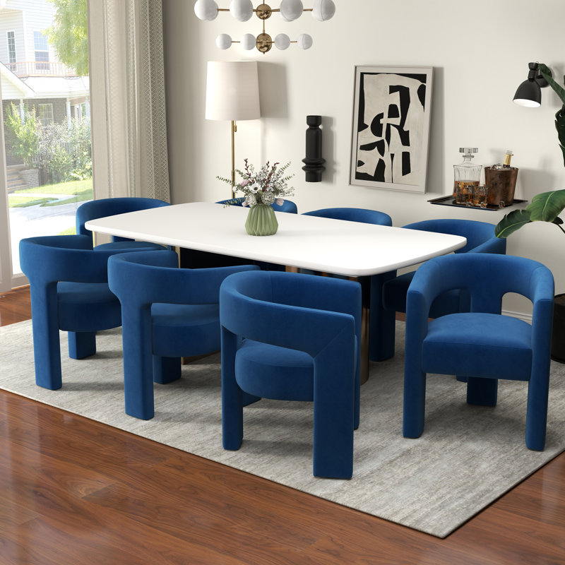 Upholstered Velvet Dinning Chair, Navy