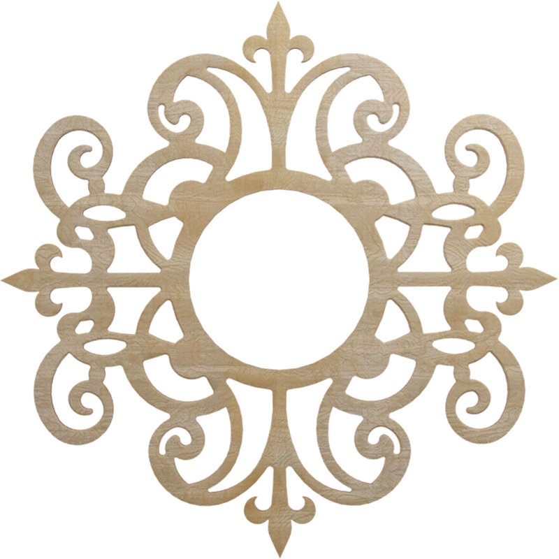 Médaillon de plafond ajouré en bois d'aulne 28 po x P 9 1/8 po x P 3/8 po Dijon, H 26 po x l 26 po x P 0,25 po, Bouleau