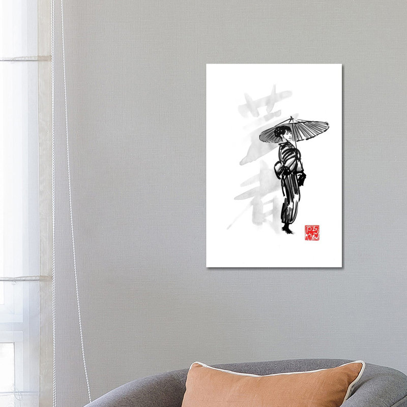 Geisha 1 Piece Painting on Canvas, 66.04 cm H x 45.72 cm W x 1.91 cm D, Wrapped Canvas