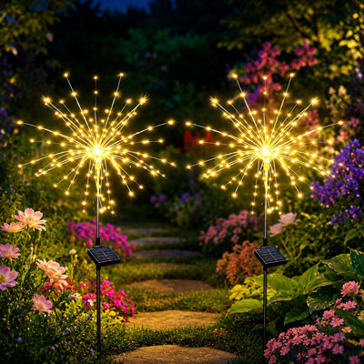 8 Modes Solar Firework Lights Outdoor Waterproof 120 LED Landscape Lights for Holiday Decor
