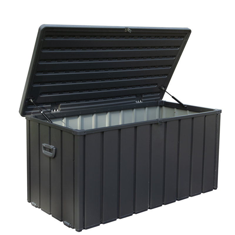 Large Patio Deck Storage Box - 100 Gallon, Waterproof For Garden Tools & Beach Towels Dark Gray Outdoor Bin Gallon Cushions