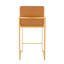 Tabouret de bar 26 po contemporain à haut dossier en métal doré et similicuir brun clair - ensemble de 2-1143595036