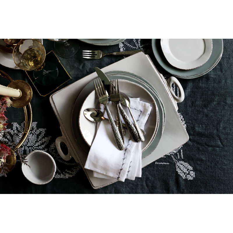 Lastra Stoneware Platter, Aqua