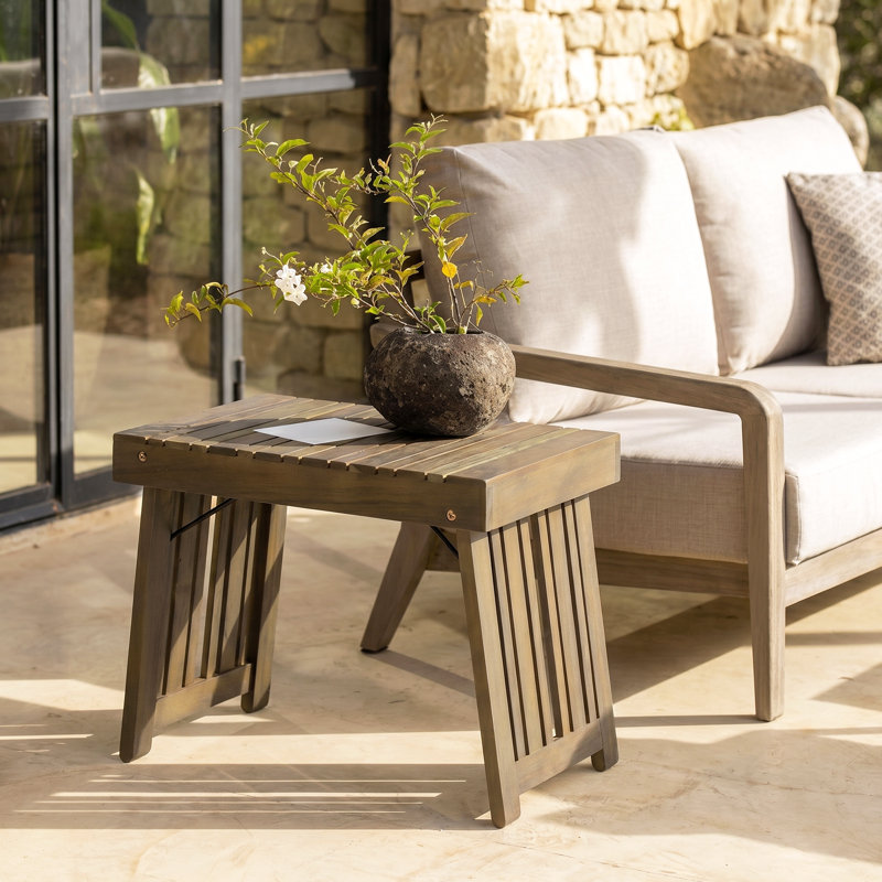 Table d'appoint en bois massif Belsky, Gris