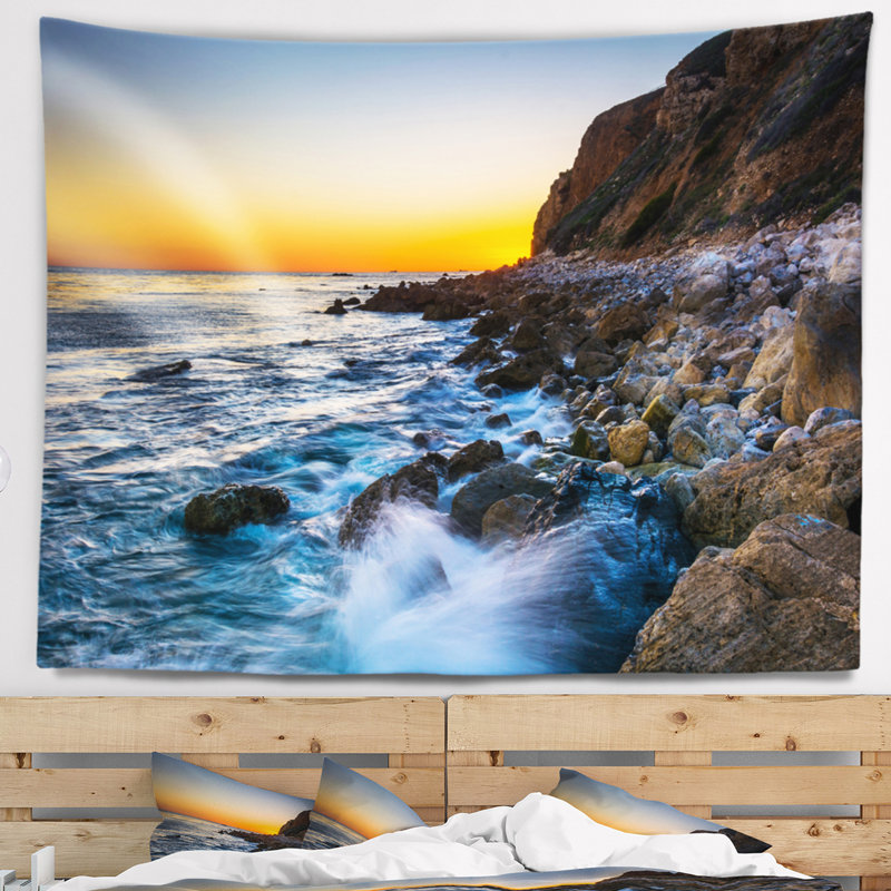 Tapisserie «Seascape Crashing Waves at Pelican Cove», H 32 po x l 39 po