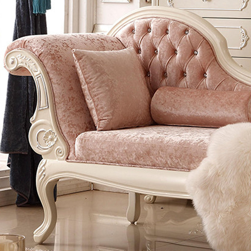 Chaise longue rétro en bois massif sculpté, Right Hand Facing