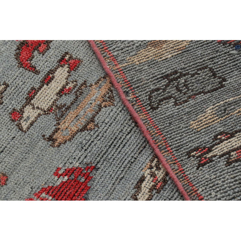 Rug & Kilim’S Mid-Century Style Rug In Blue With Colorful Fish Pictorials, Runner 3' x 8'