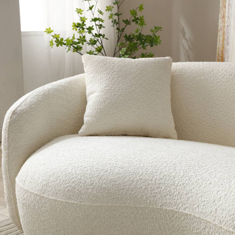 Canapé incurvé moderne Yazgur Boneless, Mélange de polyester beige, 26.9" H x 93.6" W x 41.3" D
