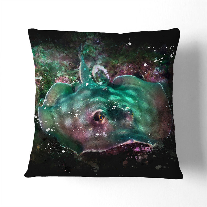 Sting Ray Square Throw Cushion, White, 55cm H x 55cm W x 20cm D