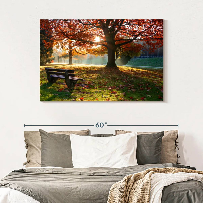 Harnek Park Bench In Autumn, 32" H x 48" W