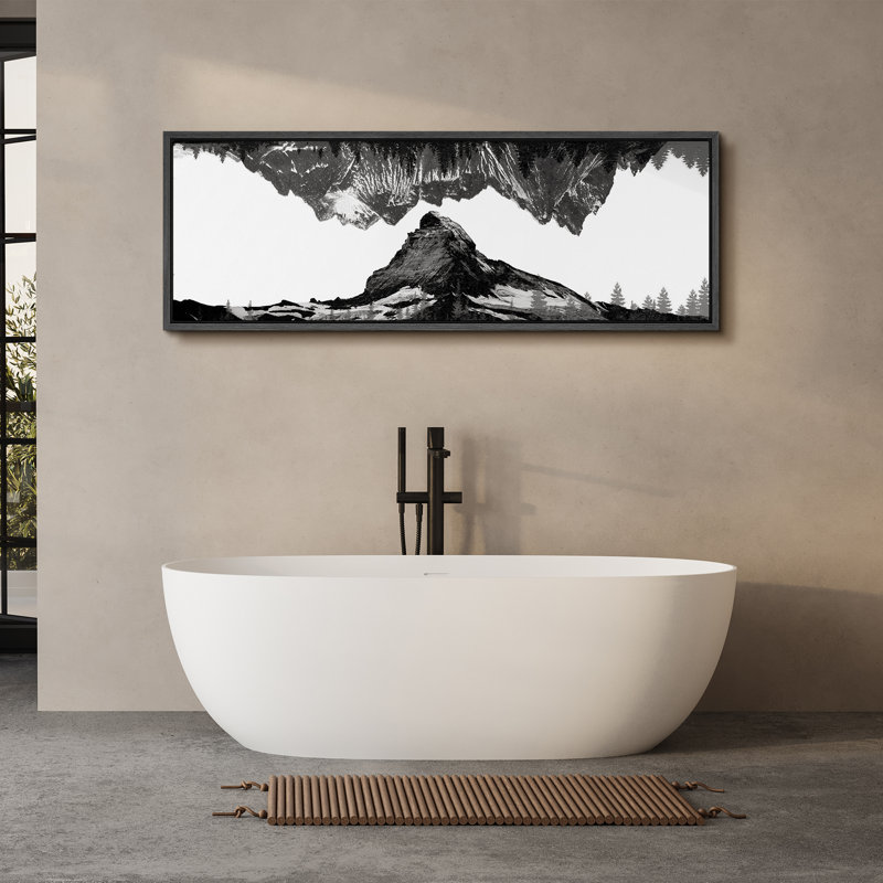 Nature, paysage monochrome, reflet de la montagne, nature abstraite, impression sur toile, H 20 po x l 60 po