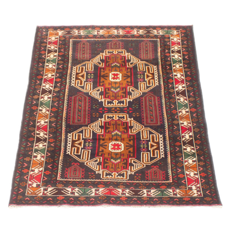 Tapis noir Teimani 2 pi 10 po x 4 pi 9 po
