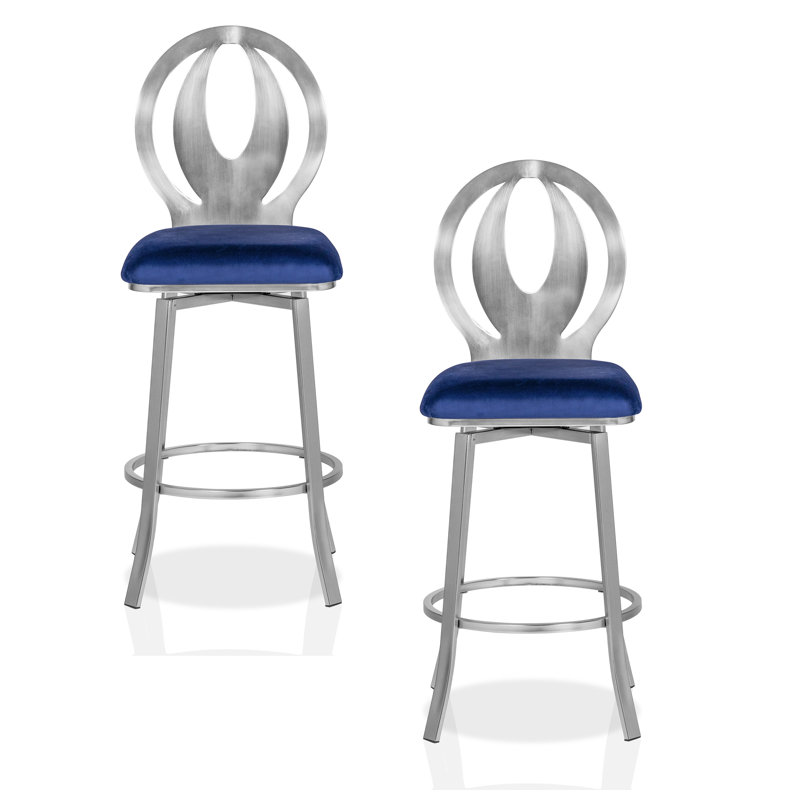 Ollis Swivel Bar & Counter Stool, Navy, Bar Stool (29" Seat Height)