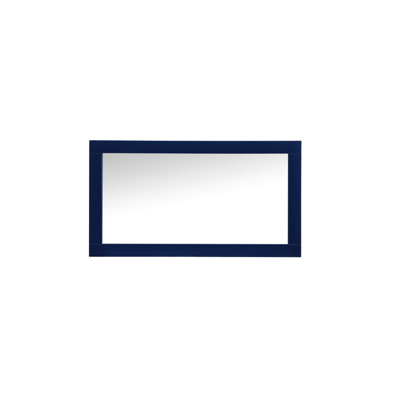 Rosenow Wood Flat Wall Mirror, 32'' H x 18'' W, Blue