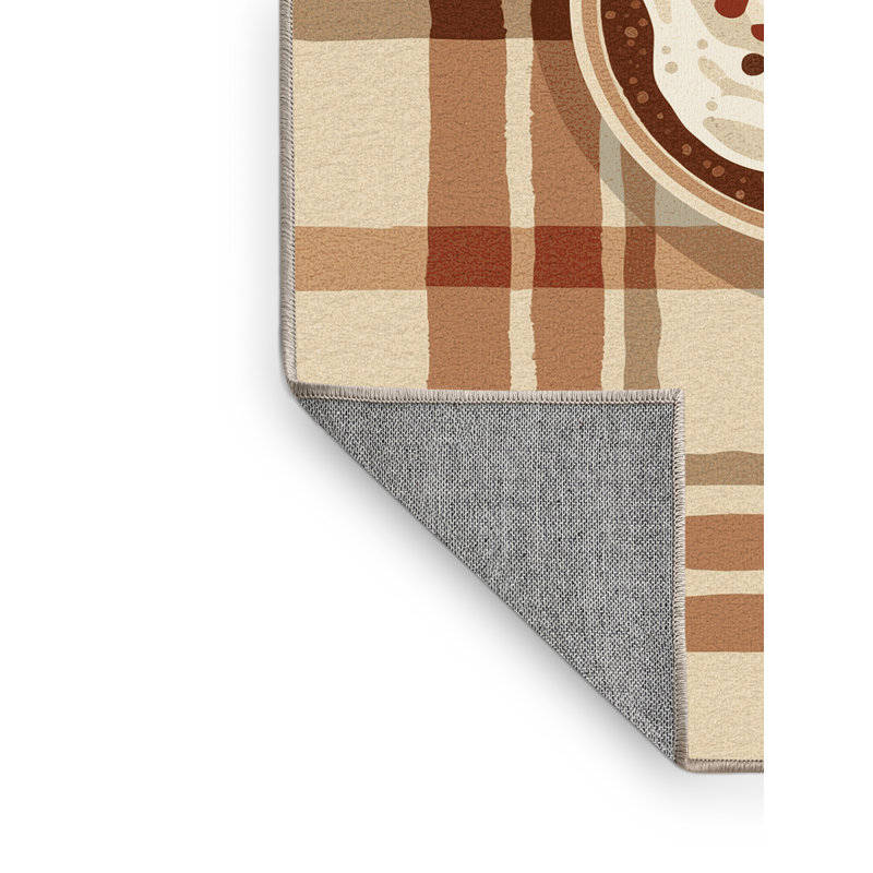 Tapis abstrait moderne et contemporain lavable à la machine de Noël Norridge - reliure beige, 7 x 9