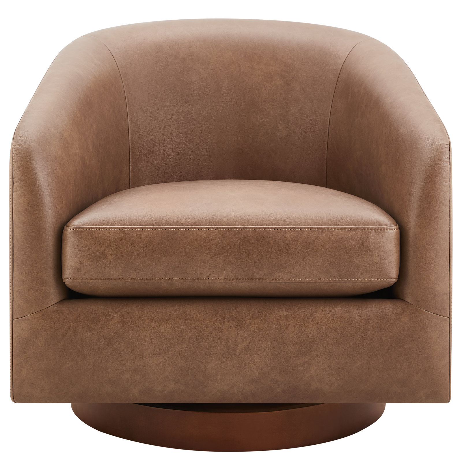 Bennett Faux Leather Swivel Barrel Chair (Set of 2), Copley Brown
