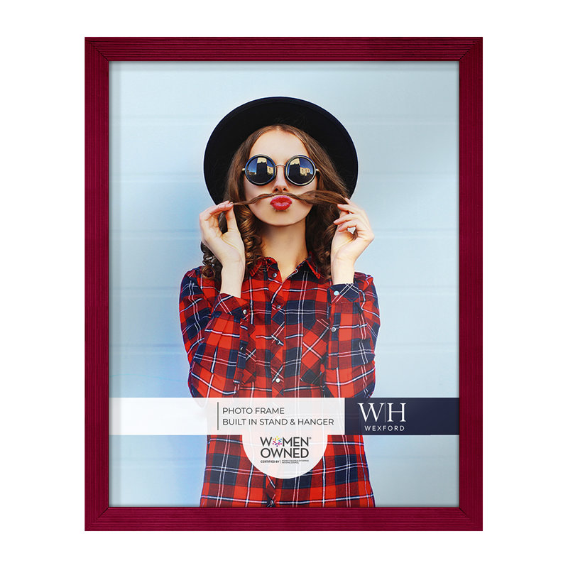 Burgundy Wood Picture Frame with UV Glass, 11" x 14"