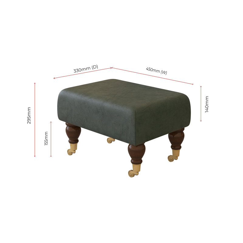 Collado Wood Caster Leg, Mahogany, Bottle Green, Italian Leather