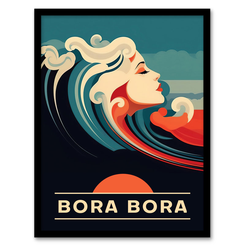 Fielder The Seaside Calls Bora Bora Beach French Polynesia Sunset Waves Sea Siren - Single Picture Frame Print