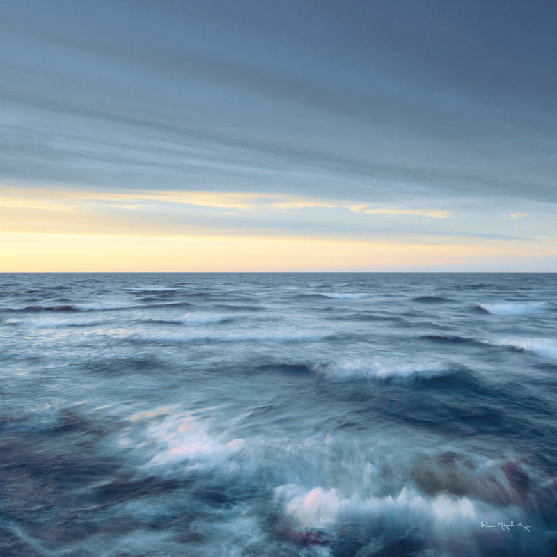 " Lake Superior Waves Navy Crop " Mixed Media Print, 36" H x 36" W
