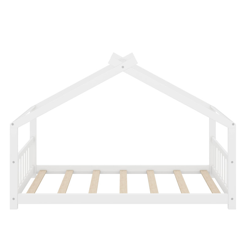Twin Size House Bed Wood Bed, White