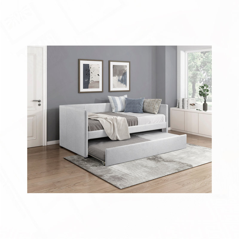 Lit de jour rembourré avec couchette, Gris 1
