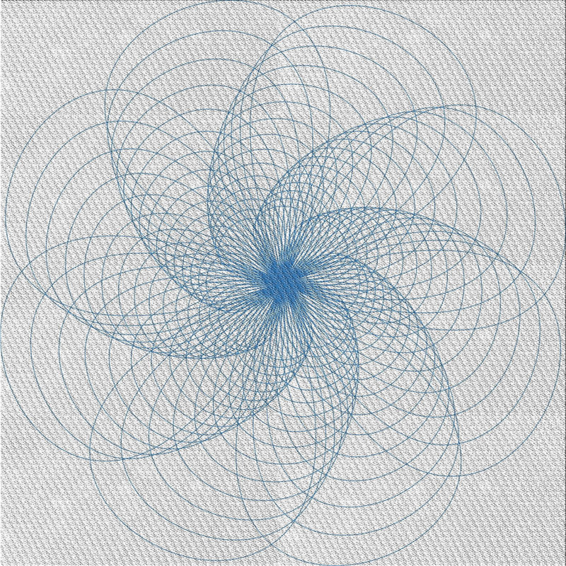 Tapis bleu/blanc à motifs, Carré 3 pi