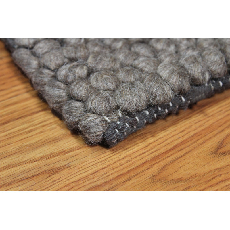 Tapis décoratif brune en laine nouée à la main Patridge, Rectangle 5 pi x 8 pi