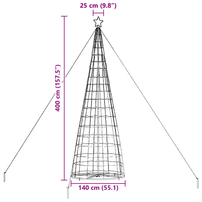  LED Christmas Tree with 800 LEDs 400 cm Iron, Multicolour