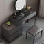 Coiffeuse 31,5 "réglable en bois massif gris foncé avec miroir