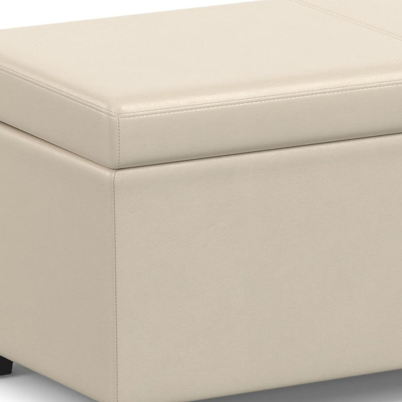 Banc de rangement rembourré en similicuir et en bois massif de 54 pouces avec plateau rabattable Gracie Mills, Crème