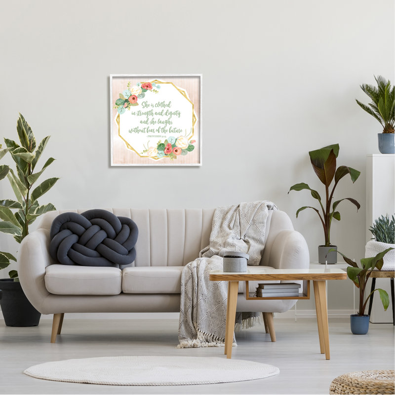Motif floral de verset biblique encadré par Giclée par Sally Ball Sharp, H 24 po x l 24 po x P 1,5 po