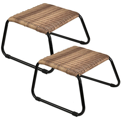 All Weather Foot Stool Outdoor Footrest for Backyard Poolside Porch 2 Set