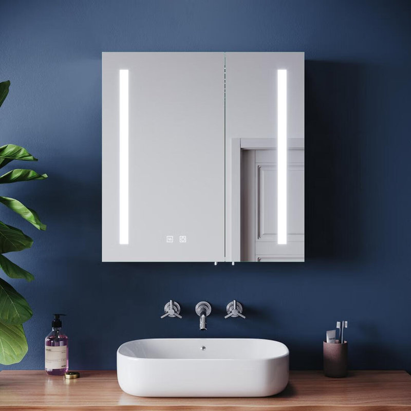 Mirrored Bathroom Cabinets with Mirror and 3 Adjustable Shelves