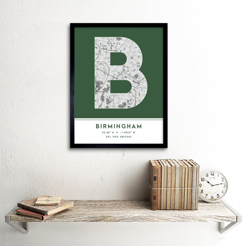 Birmingham City Map Birmingham England United Kingdom City Map - Single Picture Frame Typography