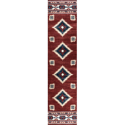 Herdis Medallion Southwestern Red/Navy/Cream Rug