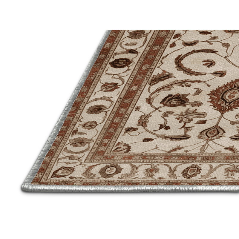 Tapis beige lavable à la machine, Carré 7 pi