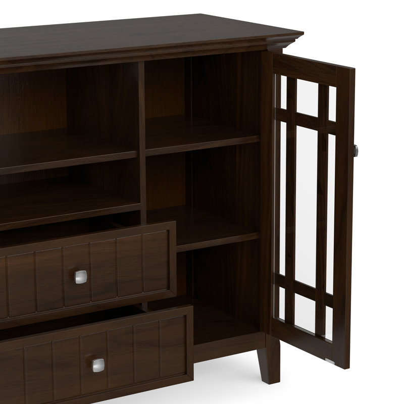Bedford 53"W Solid Wood Transitional Tall TV Stand for TVs up to 60" with 2 Cabinets, 2 Drawers, and Adjustable Shelf