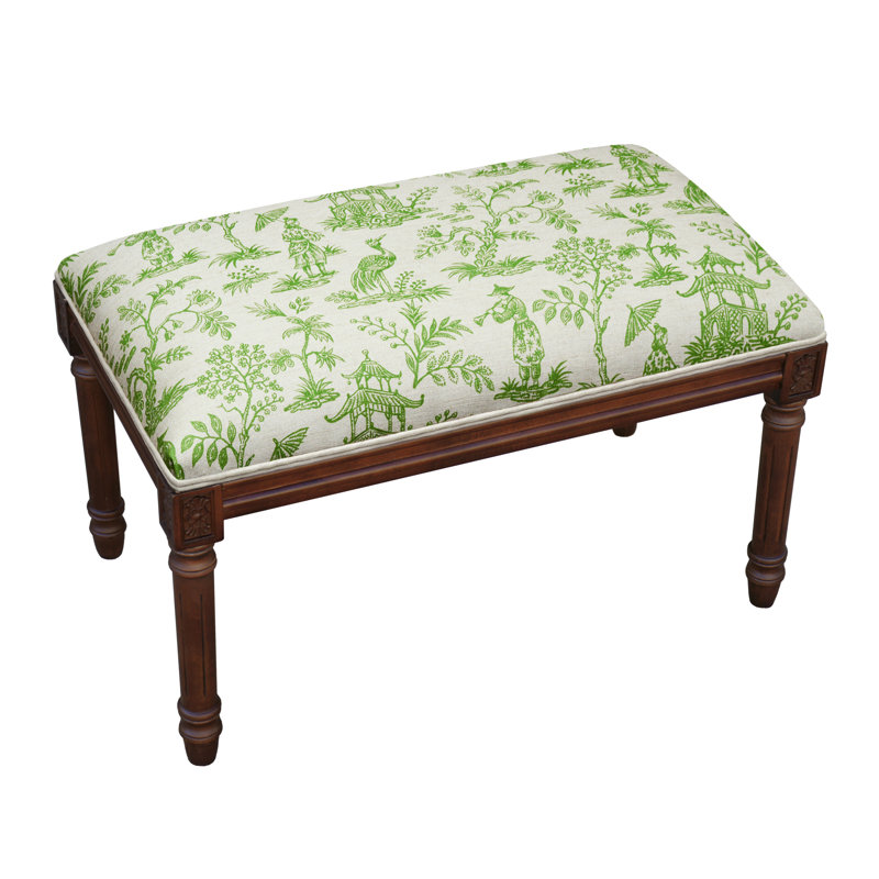 Banc en bois massif Cambel, Noyer / vert jade Cathay