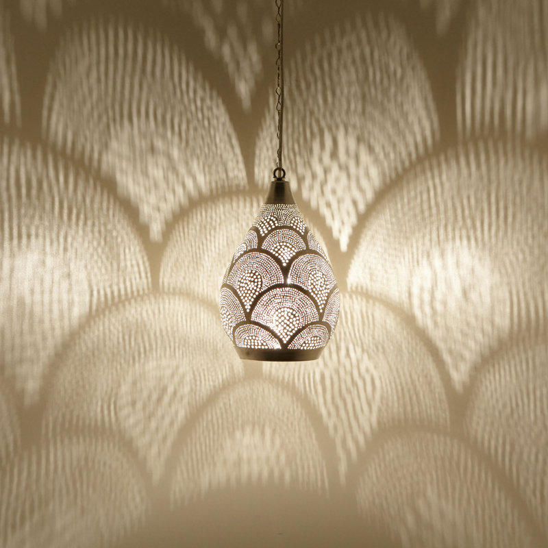 Sabia 1 - Light Silver Single Pendant, 37cm H x 20cm W x 20cm D