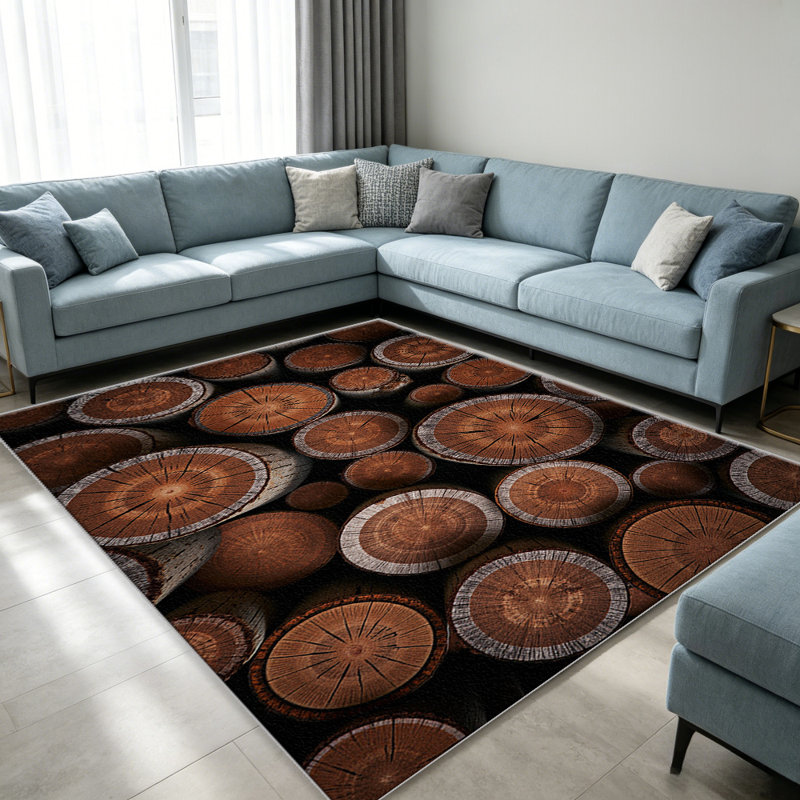 Tapis 1pc Timber Cross Section, Rectangle 4 pi 8 po x 6 pi 8 po