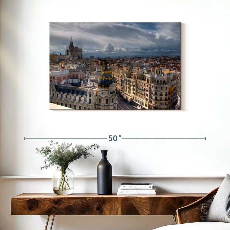 Sireci Madrid Skyline Over Gran Via, 24" H x 36" W