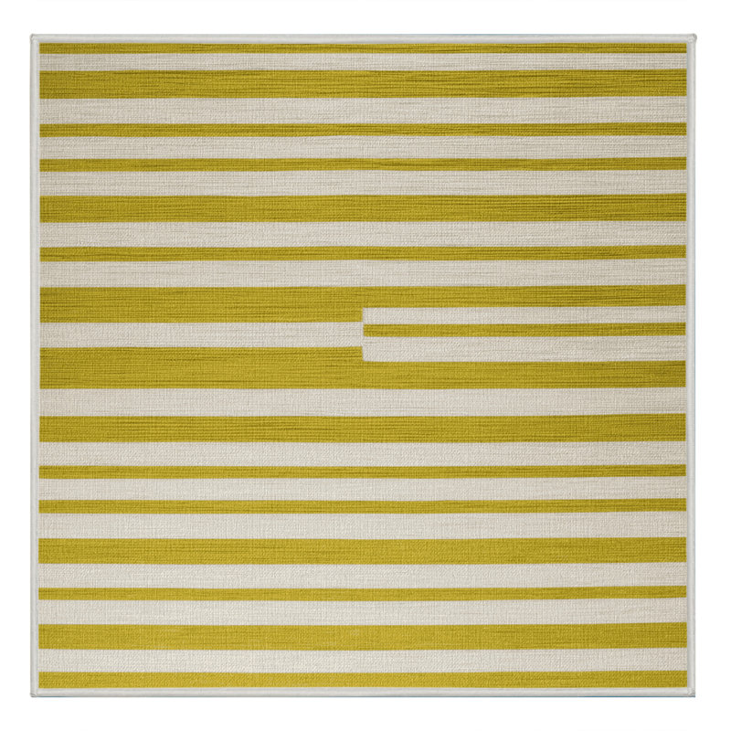 Machine Washable Horizontal Stripes Beige Area Rug, Square 5'