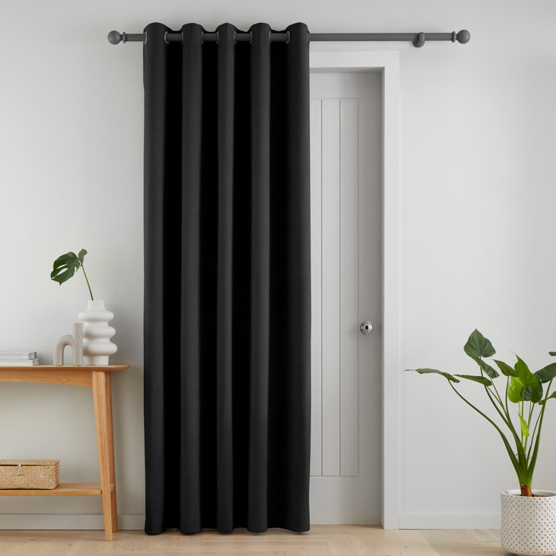 Wilson Blackout Thermal Eyelet Door Panel, Black, 43cm W x 213cm L